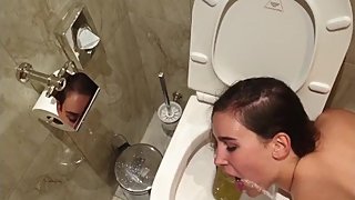 Teen is a hotel human toilet slave