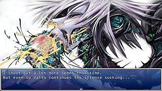 An android monster girl force a guy to cum many times with a blowjob