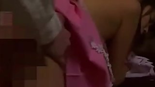 japanese cosplay girl standing doggystyle