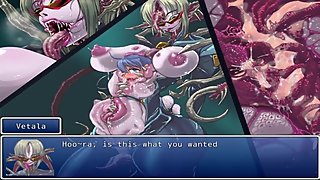 A monster girl makes a guy cum many times while eating him