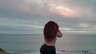 Filthy teen gets dirty at public beach