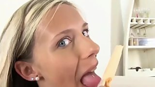 Girl with amazing eyes sucks and fucks