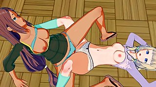 New Game! - Umiko Ahagon X Nene Sakura Lesbian Hentai