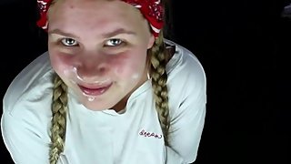Shy chubby girl Maja Meer love sucking cock - cum on face