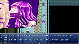 A semi-slime girl makes a guy cum with a blowjob