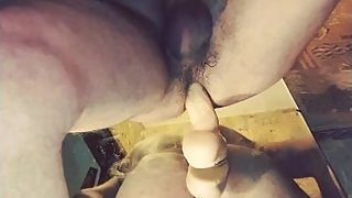 Fucking dildo at the mirror. Cum on the camera