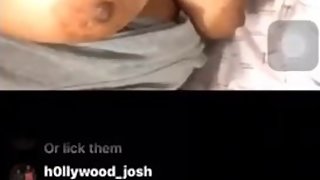 Freak Bitch Playing With Her Titties On Instagram Live