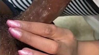 BaldHead Ebony sucking my dick In a bathroom sloppy head