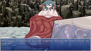 A dagon girl captures a guy in her body and force him to cum many times