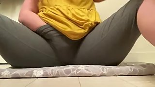 Teen bbw has a quick squirt through clothes