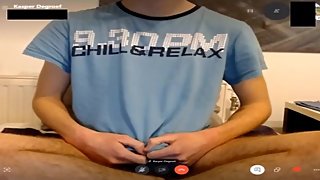 Hairy sissy white male shoe on head compares dick with banana and carrot