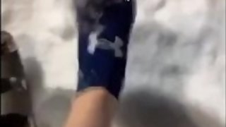 Teen Girl, BirkenStoks in snow