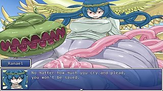 An angel monster girl force a guy to cum with a tentaclejob until he dies