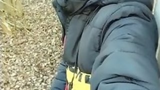 Smoking and cumming public with sound of dropping cum on dry leaves