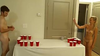 Nude coed naked beer pong