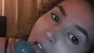 Solo girl plays with dildo