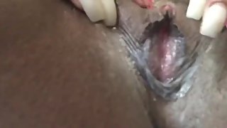 18 year old ebony playing with herself creamy cum the