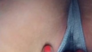 teasing my young wet little pussy through my panties, moaning