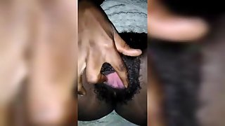 Hairy jamaican girl showed me her pink pussy