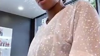 Ebony teen getting pussy wax on Ig live