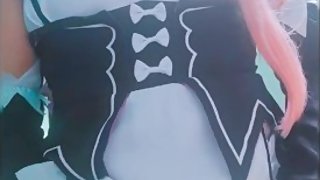 Crossdressing cosplay cumshot