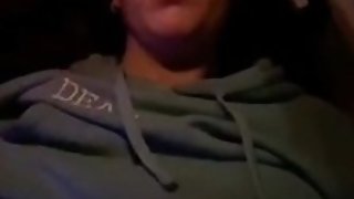 Teen show tits in car