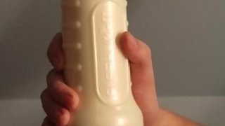 Nerdy 18 yo teen blows his load in a fleshlight