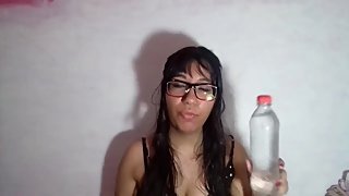 Teen student getting ready to fuck herself on exam