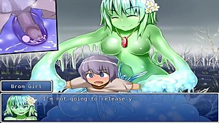A poison slime force a guy to cum many times inside her body