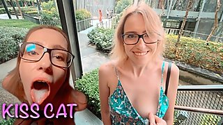 18 Babe's First Date in Mall ends Doggy & Cum Mouth with Public Agent