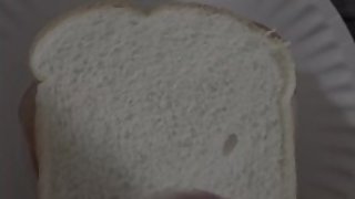Chubby Blonde Teen Cums On His Sandwich