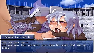 A Dullahan force a guy to cum with a hairjob in front of hundred of girls