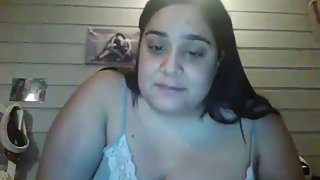 Scandinavian BBW 19 years old girl plays with tits and pussy on cam