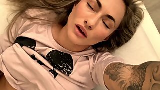 Sexy Blonde Czech girl teasing and filming with her pussy...