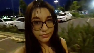 Strolling in the mall alone in the dark