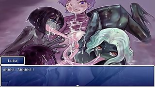 A guy is reverse gangbanged by a group of frog girls