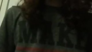 Long hair teen jerks off and cums