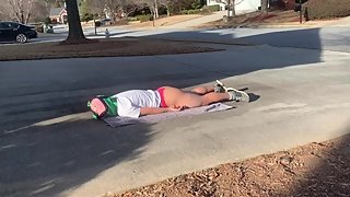 Public Sun Bathing/Tanning Flash! (Pink Panties Version)