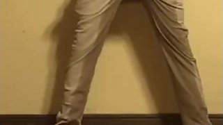 Long Pee in Khakis and Cumshot