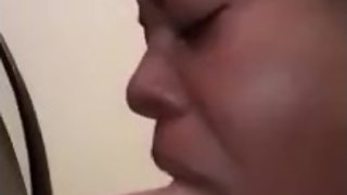 Gagging on a big hard dick