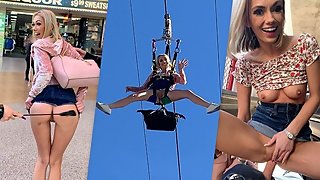Blonde Teen Sky Pierce Public Sex after Showing Pussy to Crowd POV