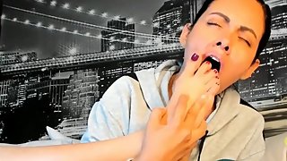 Hot girl licks the sole of her foot